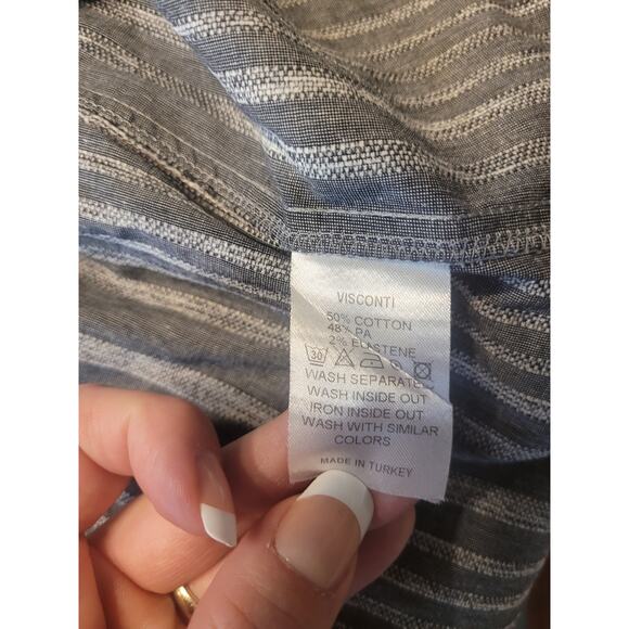 Luchiano Visconti Mens XL Dress Shirt Grey Multi Floral Button Front Long Sleeve - Picture 5 of 6